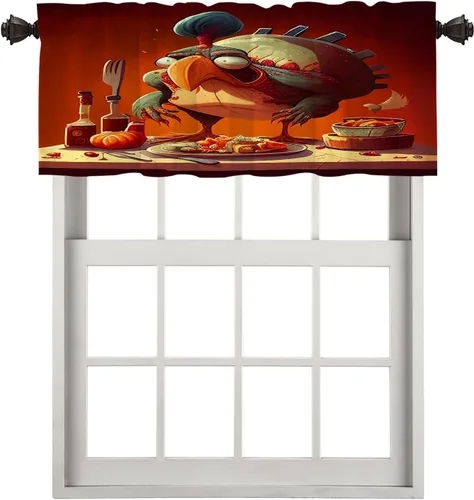 Vista 43 de Cortinas opacas de poliéster multicapa para cafetería, con diseño de diamantes, 2 unidades, 26 x 24 pulgadas