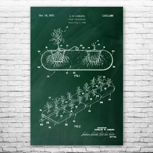 Vista 4 de Patente Tierra hidropónico plantador impresión de póster de invernadero, jardín regalo, cultivar arte de casa, regalo para cultivar, arte