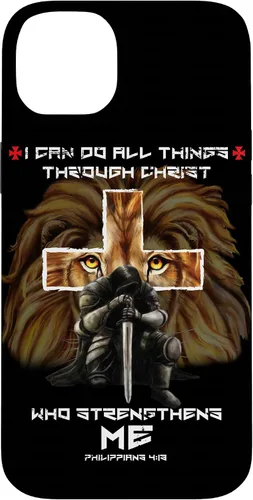 Vista 13 de Fundas para iPhone 11 Christian Phone Cases Men Bible Verse Philippians 4:13 Lion Case