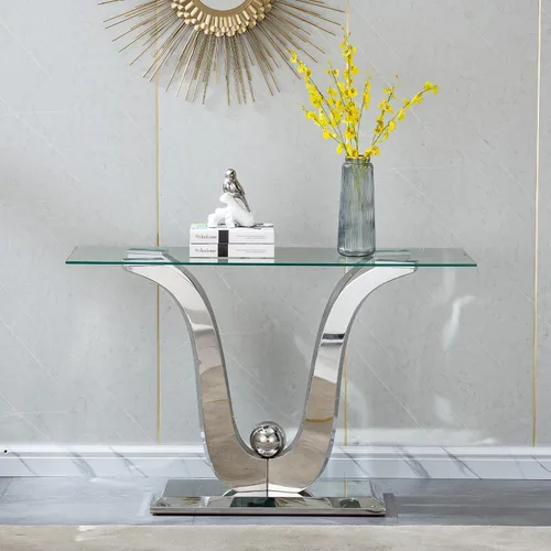 Vista 14 de Mesa auxiliar de cristal dorado de lujo, moderna mesa de centro cuadrada para sofá con base de acero inoxidable con espejo brillante, mesa de noche