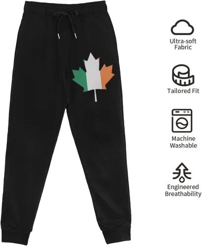 Vista 7 de Irish Flag Canada Maple Leaf Men's Casual Yoga Sweatpants Workout Athletic Elastic Waist Pants Outdoor Jogger Pants Black