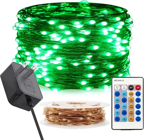 Vista 12 de RUICHEN Guirnalda de luces regulables enchufables de 66 pies, 200 luces LED de alambre de cobre con control remoto, blanco cálido