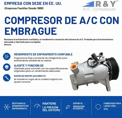 Vista 2 de Compresor de aire acondicionado automotriz RYC y embrague de A/C AIG667