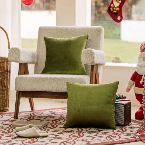 Vista 3 de Home Brilliant Fundas de almohada de primavera de 18x18 pulgadas, fundas de almohada de terciopelo, fundas de almohada cuadradas decorativas sólidas