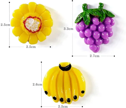 Vista 4 de 10 Uds. de simulación de resina de fruta imanes de nevera pizarra blanca pegatinas magnéticas recuerdo refrigeradores etiqueta magnética decoración