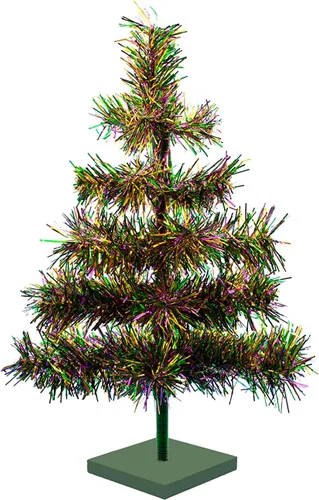 Vista 5 de Soporte de base de madera para árbol de Navidad con temática de Mardi Gras, 18 pulgadas