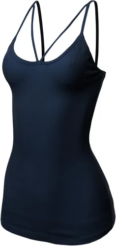 Vista 3 de Made by Emma Camiseta sin mangas con tirantes delgados para mujer, con base de algodón sólido