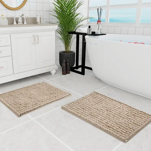 Vista 33 de Walensee Alfombra de baño antideslizante (32x20, azul oscuro) absorbente de agua, súper suave, felpilla peluda, lavable a máquina, se seca