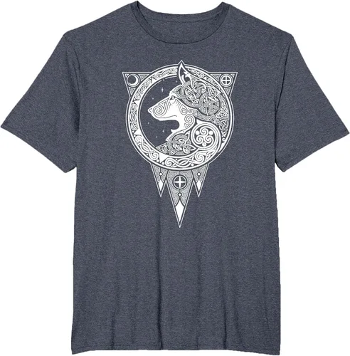 Vista 52 de Viking Fenris Wolf - Camiseta de mitología nórdica con símbolo de Fenrir Asphalt Grey