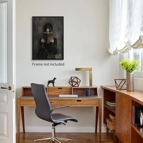 Vista 5 de Haitunone Arte de Pared de Lectura Femenina Victoriana Academia Oscura Libros Melancólicos Póster Pintura al Óleo Antigua Impresiones en Lienzo