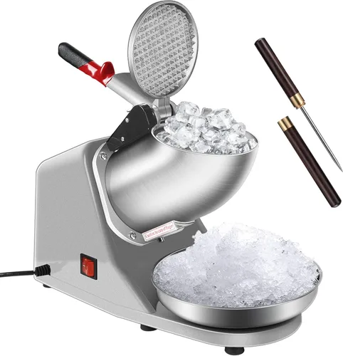 Vista 2 de VIVOHOME Máquina eléctrica para hacer cono de nieve, color plateado, 143 libras/hora con palillo de hielo para uso doméstico y comercial y máquina
