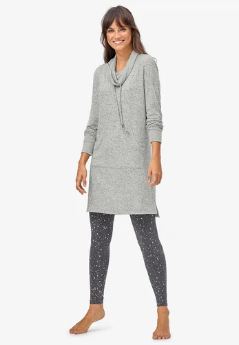 Vista 7 de Ellos Sudadera tipo túnica con cuello embudo para mujer, talla grande gris (Marled Grey)