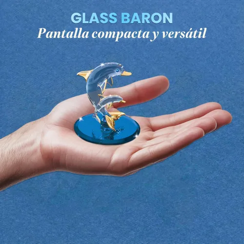 Vista 3 de Figura de cristal de delfín y bebé