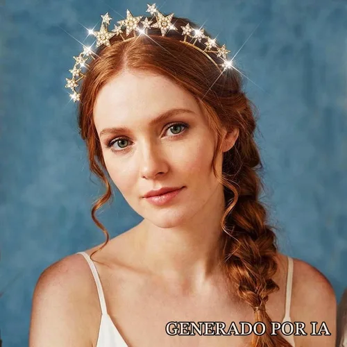 Vista 7 de Fashey Diadema de estrella plateada con halo de estrellas, accesorios para el cabello para mujer (dorado)