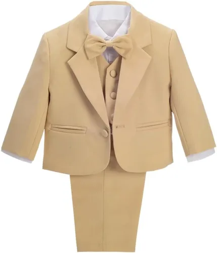 Vista 10 de Lito Angels Trajes formales de esmoquin para bebé, trajes de bautizo de boda, conjunto de 5 piezas sin cola 022 Negro