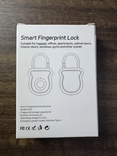 Vista 4 de Candado inteligente de huellas dactilares para equipaje, capacidad de 20 usuarios, llave USB y código de emergencia, cerradura biométrica sin llave