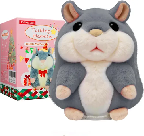 Vista 10 de TWORIVER Juguete de hámster parlante para niños de 2 a 4 años, repite lo que dices, juguete interactivo de peluche, juguete de aprendizaje de habla