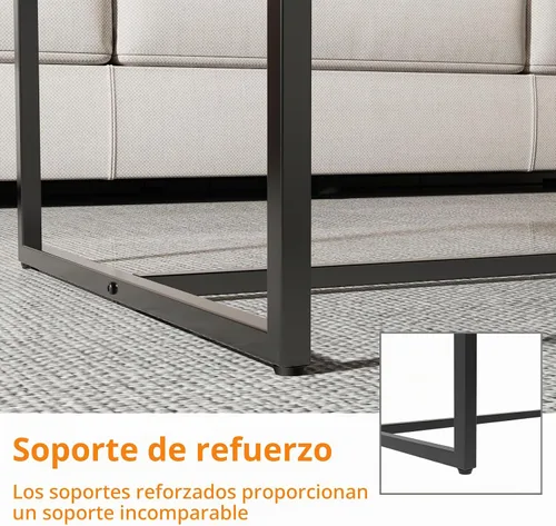 Vista 6 de Wisfor Mesa de centro de piedra sinterizada: mesa central de sofá negro con marco de metal negro - Mesa rectangular de decoración de muebles