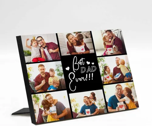 Vista 14 de InterestPrint Panel de fotos personalizado para papá y nombre para exhibición de mesa, Papá te amamos más que todas las estrellas en el cielo, marco
