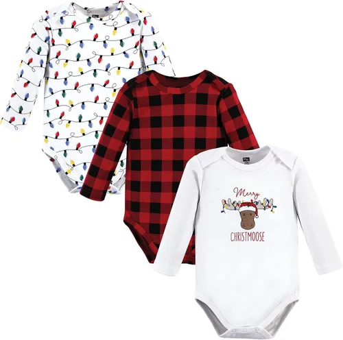 Vista 123 de Hudson Baby Body unisex de algodón de manga larga para bebé, leopardo rosa rojo