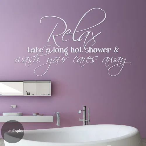 Vista 3 de Relax Take A Long Hot Shower And Wash Your Cares Away Vinyl Wall Decal Sticker