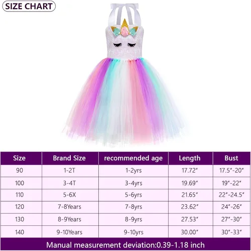 Vista 7 de Mooedcoe Unicorn Costume for Little Girls Dress Up, Handmade Sequin Rainbow Unicorn Tutu Birthday Outfit Gifts Party Decor