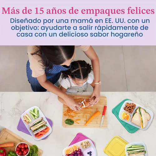 Vista 4 de Bentgo Easyboxes - Cajas de almuerzo apilables originales - Recipientes de comida reutilizables de 3 compartimentos para niños y adultos - Caja