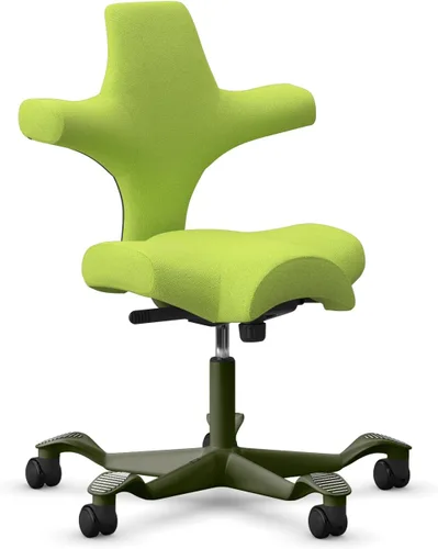 Vista 58 de HAG Capisco Sit to Stand - Silla de pie con marco blanco, tapizado, color rosa rubor Pink Blush
