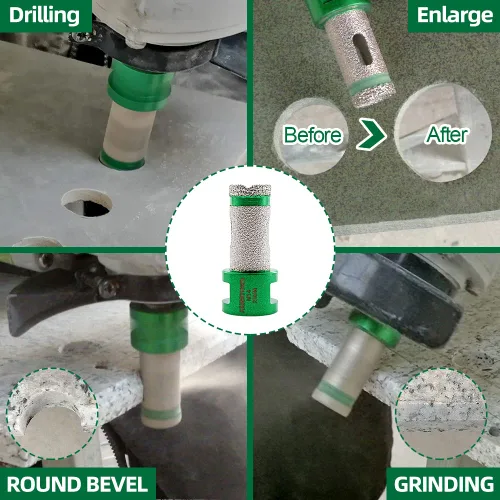Vista 3 de Broca de núcleo de diamante – Broca de fresado de dedo de diamante de diámetro 1-3/8 pulgadas X5/8-11 rosca para agrandar dar forma bisel redondo