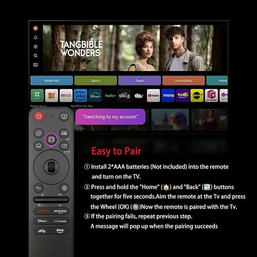 Vista 4 de MR25GA AKB76046602 AI Magic Remote compatible con televisores LG 2019-2025