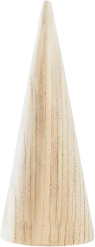 Vista 5 de Santa Barbara Design Studio Cono de árbol Pawlonia madera simple decoración de Navidad, 3 unidades, natural