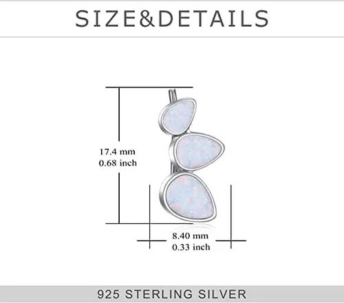 Vista 2 de KQF Aretes de plata de ley S925 con diseño de piedra lunarópaloturquesa, Plata