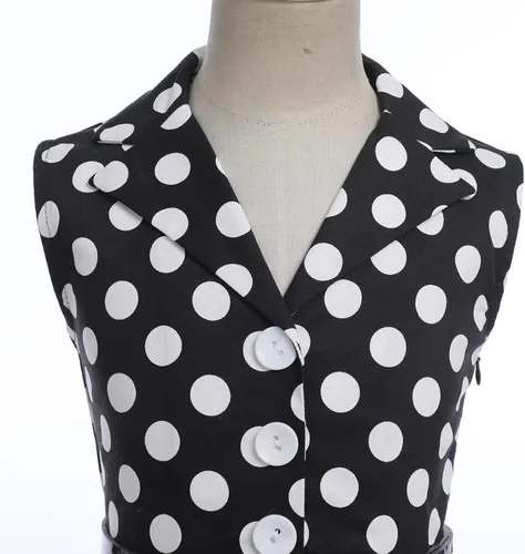 Vista 4 de Vestido de té para niñas, estilo vintage, de los años 50, con diseño de lunares, estilo Rockabilly para fiesta de graduación, vestido de té