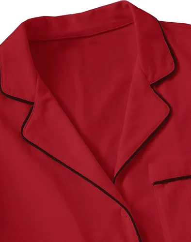 Vista 3 de Floerns - Conjunto de pijama de dos piezas para mujer, cuello con solapa y manga corta