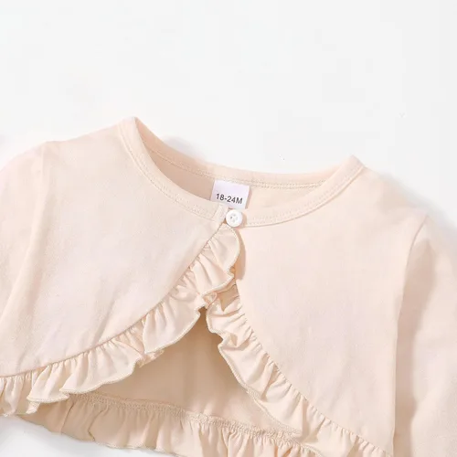 Vista 5 de YWFSHOP Vestido y cárdigan para niñas pequeñas, sin mangas, vestido de juego y volantes, bolero de hombros de 18 meses a 6 años
