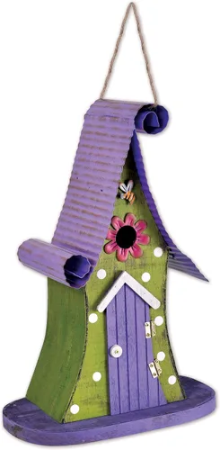 Vista 6 de Sunset Vista Designs 93635 Gnomo Collection Birdhouse, rosa intenso y verde Rosa Hot & Verde