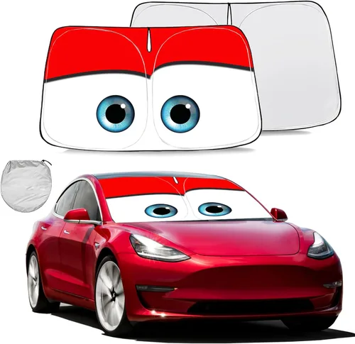 Vista 11 de Gven Parasol para Parabrisas para Tesla Modelo Y/3 Accesorios 2025 Protector de Ventana Delantera de Coche 100% Opaco Protección UV de Doble Cara