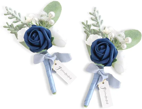Vista 15 de Lookein Juego de 2 Boutonniere de Boda para Hombre Flores Artificiales Boutonniere de Boda para Novio y Padrinos para Ceremonia de Boda Aniversario