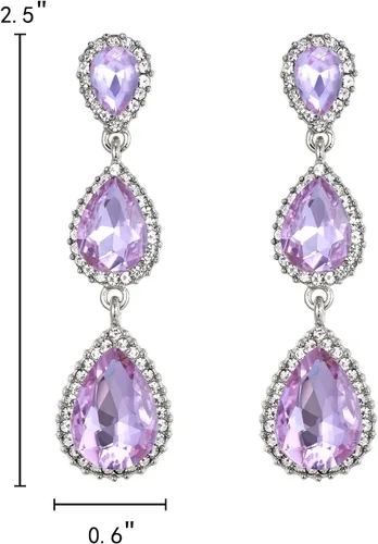 Vista 46 de EleQueen Pendientes de cristal austriaco en tono dorado para mujer, forma de pera de 2.5 pulgadas, color esmeralda