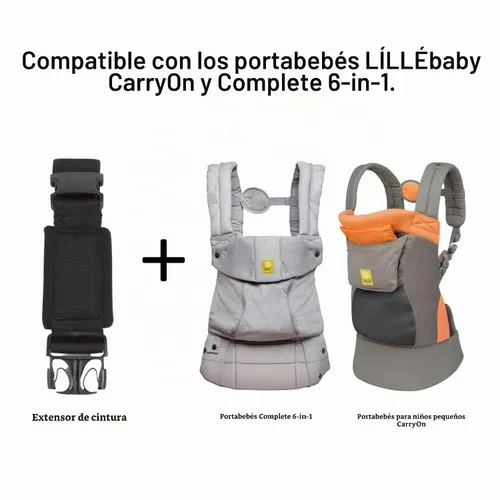Vista 4 de LÍLLÉbaby 6 en 1 - Cinturón de cintura con hebilla de extensión, color negro