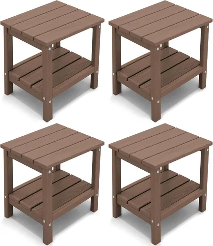 Vista 16 de KINGYES Mesa auxiliar doble, mesa auxiliar Adirondack, color azul marino