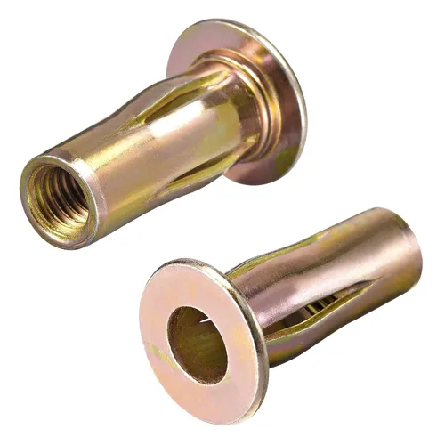 Vista 7 de uxcell Tuerca de remache de agarre múltiple, vástago preabombado M5 de acero al carbono chapado en zinc, tuerca de inserción roscada de cabeza