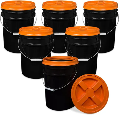 Vista 12 de ePackageSupply - Cubo de 5 galones, grado alimenticio, sin BPA, color negro y negro, 1 unidad Negro/Negro