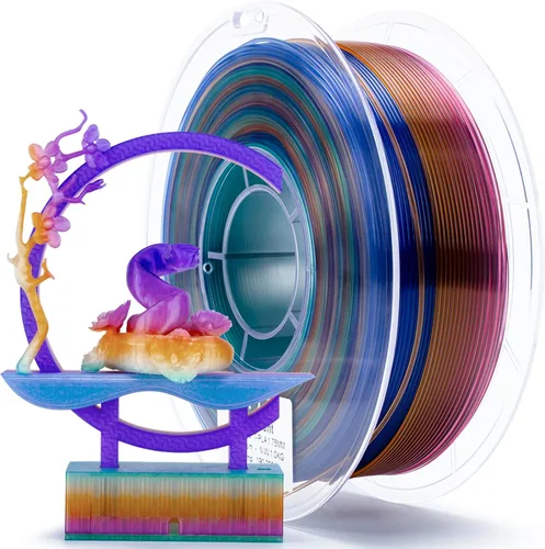 Vista 33 de ZIRO - Rápido cambio de color PLA, filamento translúcido multicolor de 1.75mm, material para impresión 3D, carrete de 1kg, precisión dimensional