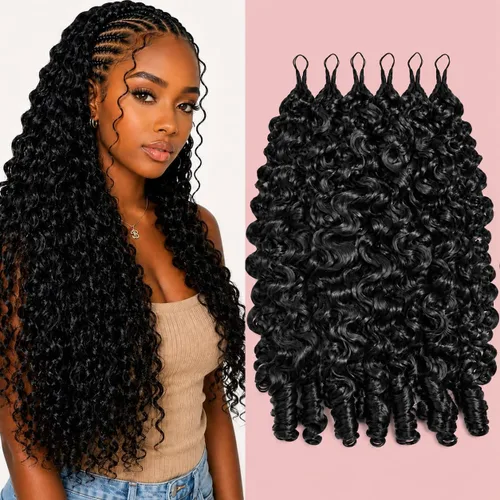 Vista 29 de Cabello humano de ganchillo para mujeres negras con nudos milagrosos de (B65g)Negro