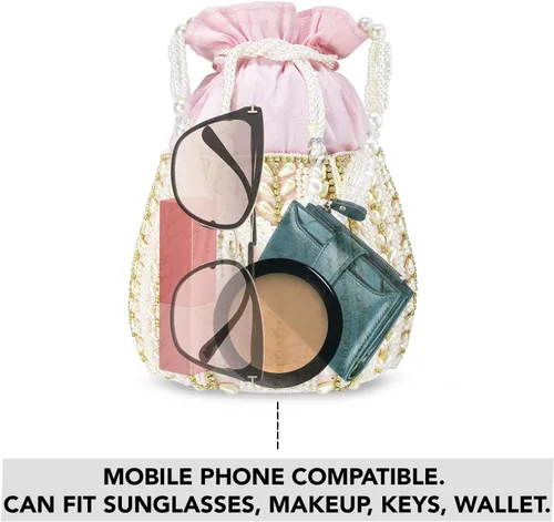 Vista 2 de Aheli Potli Bags Gift for Women Evening Bag Clutch Ethnic Bride Purse with Drawstring