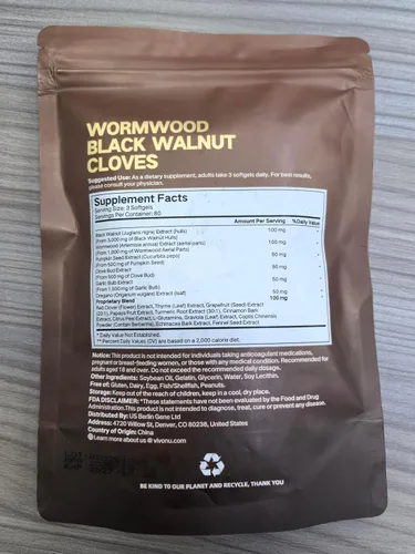 Vista 9 de Limpieza 18 en 1 de ajenjo de nogal negro para humanos, suministro para 80 días, porción de 6600 mg, limpieza intestinal rápida y salud digestiva