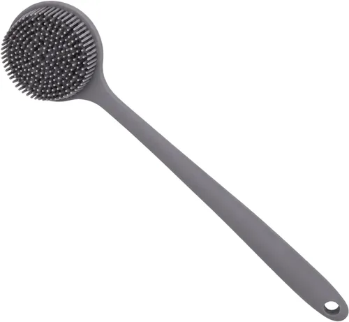 Vista 9 de Depurador corporal de silicona, depurador de espalda de mango largo para cuerpo, cepillo de espalda para ducha, exfoliante corporal Negro