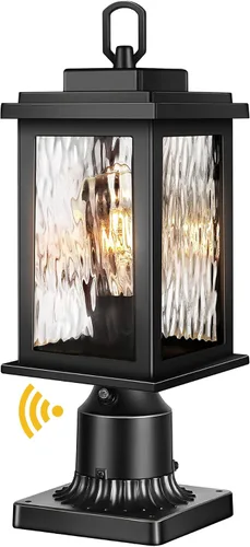 Vista 12 de VIANIS Luces de Poste Exteriores Grandes de Anochecer a Amanecer, Lámpara de Poste Exterior Cableada Permanentemente Negra Impermeable con Base