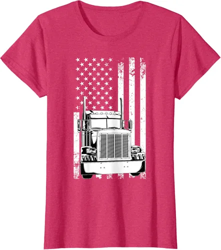 Vista 7 de Camión conductor bandera americana camionero vintage hombres mujeres regalo camiseta